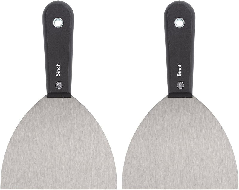 QEES 7 PCS Drywall Tools,Putty Knife,Paint Scraper Tool with Storage Bag,Stainless Steel Putty Knife Set,Drywall Scraper Spackle Taping Knife for Spreading Mud, Taping,Repairing wall (2 PCS -5") - Image 1
