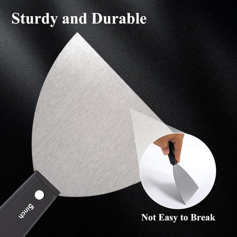 QEES 7 PCS Drywall Tools,Putty Knife,Paint Scraper Tool with Storage Bag,Stainless Steel Putty Knife Set,Drywall Scraper Spackle Taping Knife for Spreading Mud, Taping,Repairing wall (2 PCS -5") - Image 3