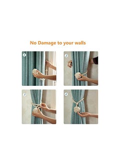 The Bros 4 Pack Curtain Tiebacks - Natural Cotton Curtain Rope Tieback, Handmade Rural Decorative Curtain Holdbacks (Beige)  - Image 4