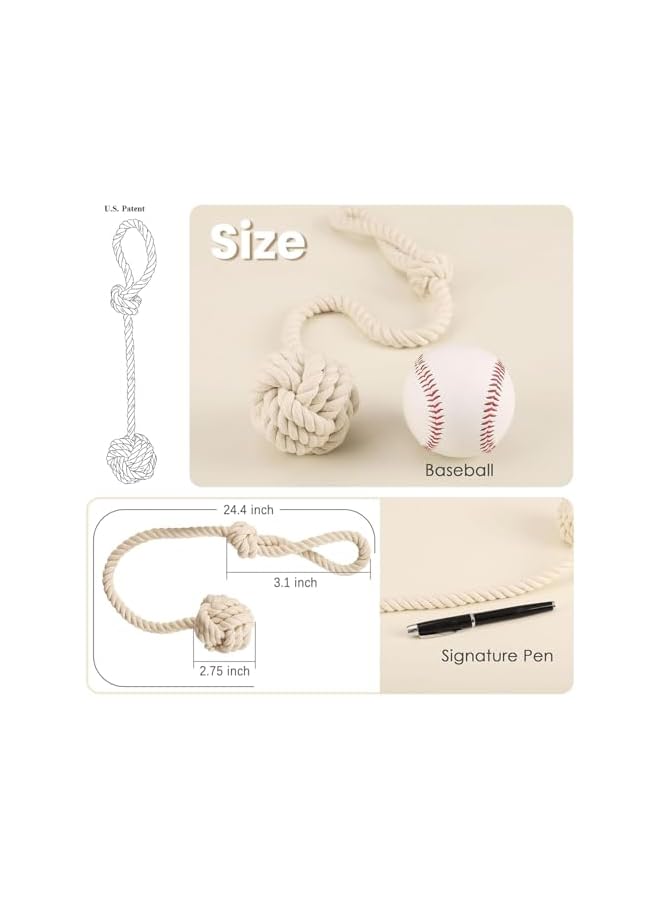 The Bros 4 Pack Curtain Tiebacks - Natural Cotton Curtain Rope Tieback, Handmade Rural Decorative Curtain Holdbacks (Beige)  - Image 2