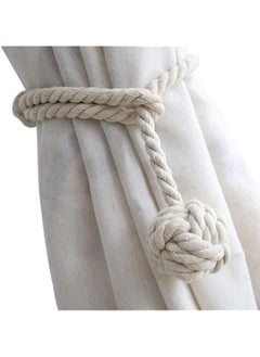 The Bros 4 Pack Curtain Tiebacks - Natural Cotton Curtain Rope Tieback, Handmade Rural Decorative Curtain Holdbacks (Beige)  - Image 1
