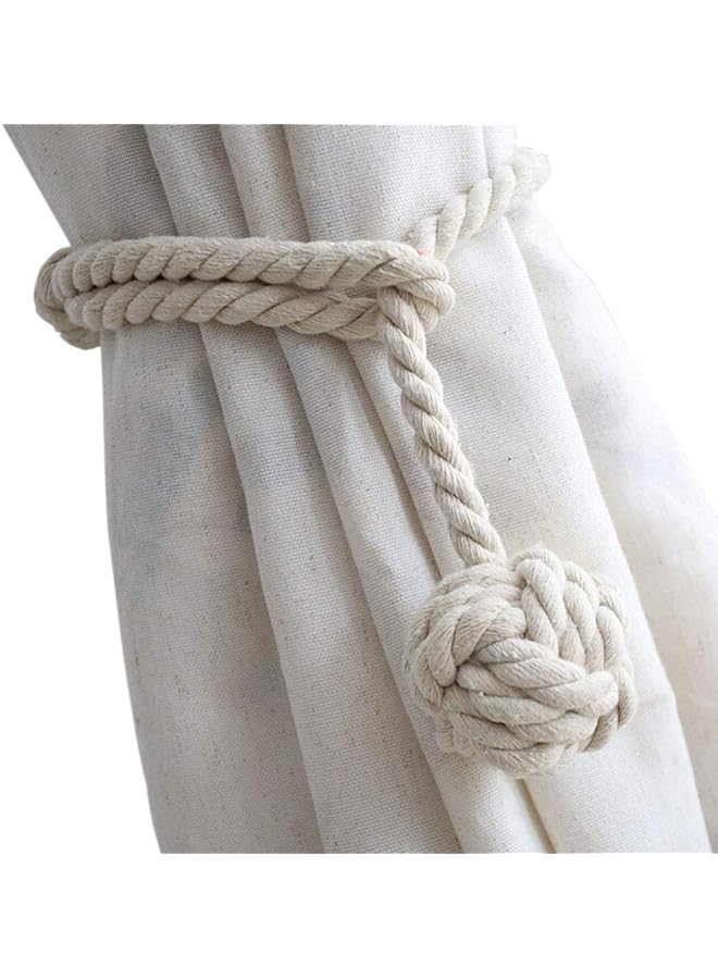 The Bros 4 Pack Curtain Tiebacks - Natural Cotton Curtain Rope Tieback, Handmade Rural Decorative Curtain Holdbacks (Beige)  - Image 1
