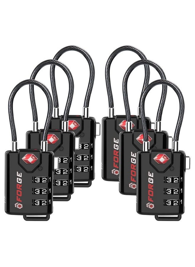 Forge TSA Approved Cable Luggage Locks, 6 Pack, Easy Read Dials with Alloy Body  - Image 1