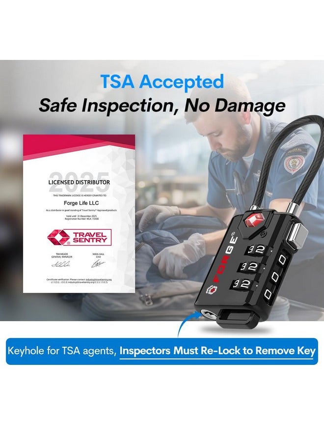 Forge TSA Approved Cable Luggage Locks, 6 Pack, Easy Read Dials with Alloy Body  - Image 2
