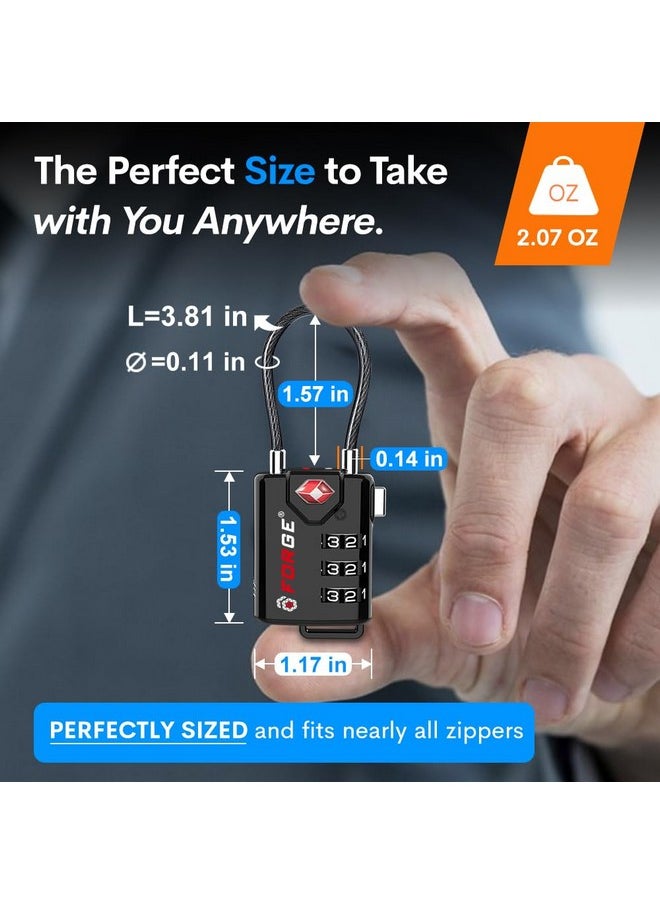 Forge TSA Approved Cable Luggage Locks, 6 Pack, Easy Read Dials with Alloy Body  - Image 3