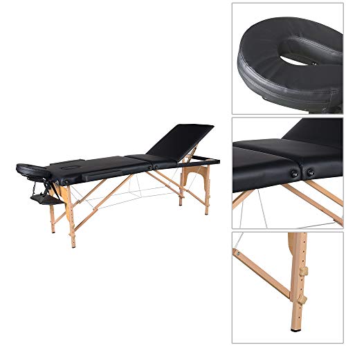 ACi Massage Table Portable Massage Bed Height Adjustable Massage Table Foldable 3 Fold 84 Inch Salon Bed Tattoo Spa Facial Treatment Bed Black - Image 4
