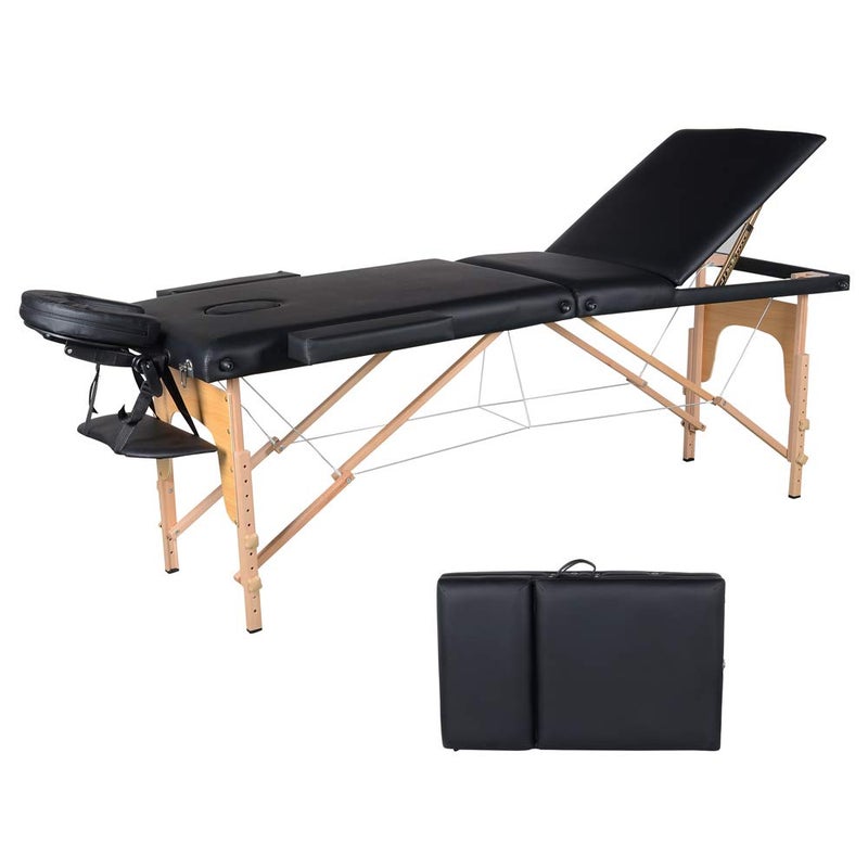 ACi Massage Table Portable Massage Bed Height Adjustable Massage Table Foldable 3 Fold 84 Inch Salon Bed Tattoo Spa Facial Treatment Bed Black - Image 2