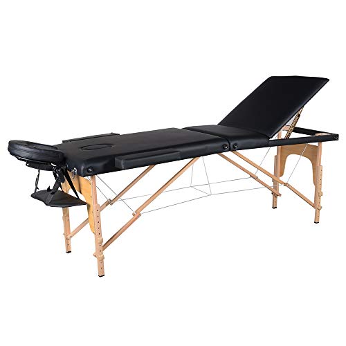 ACi Massage Table Portable Massage Bed Height Adjustable Massage Table Foldable 3 Fold 84 Inch Salon Bed Tattoo Spa Facial Treatment Bed Black - Image 5