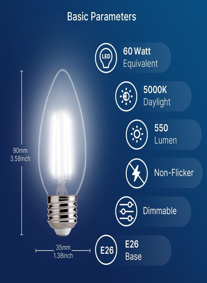 FLSNT 40W Equivalent LED Chandelier Light Bulbs, Dimmable Amber LED B11 E26 Candelabra Base Bulbs, 2200K Warm White, 330LM, 6 Pack UL,CA65 Listed. - Image 2