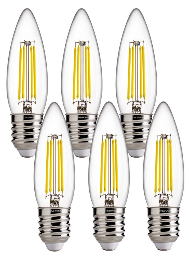 FLSNT 40W Equivalent LED Chandelier Light Bulbs, Dimmable Amber LED B11 E26 Candelabra Base Bulbs, 2200K Warm White, 330LM, 6 Pack UL,CA65 Listed. - Image 1