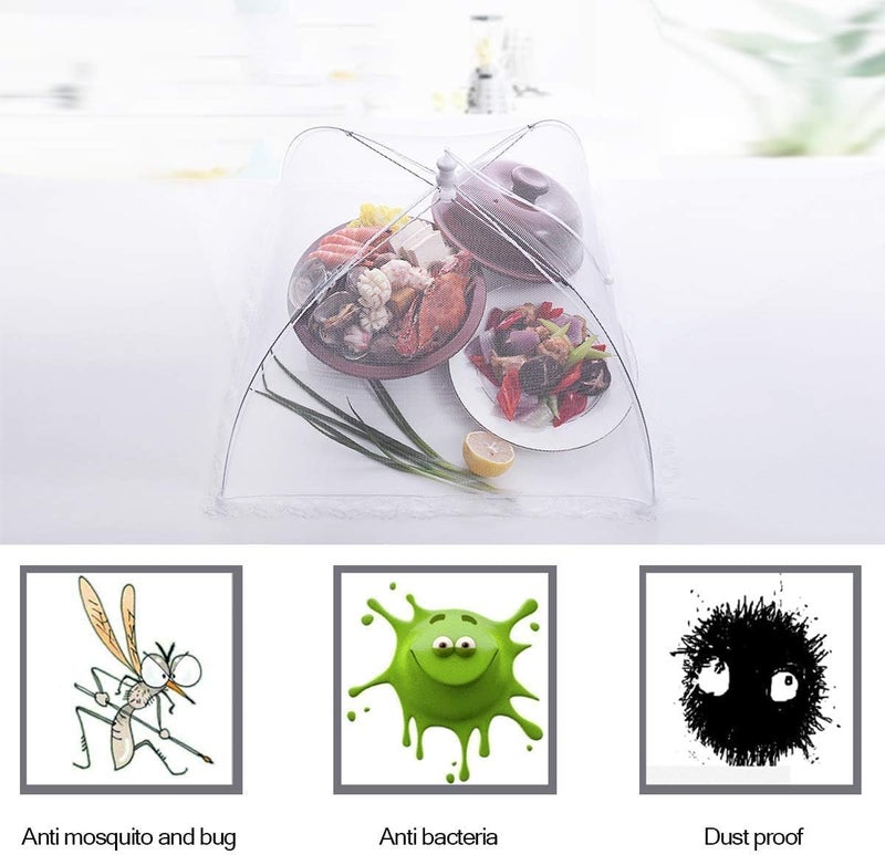 VASISTHA Food Cover For Outside 1Pcs Reusable Food Tent Fruit Cover Pop-Up Food Nets Outdoors Mesh Screen Collapsible 17 CM,White (Pack of 3) - Image 5