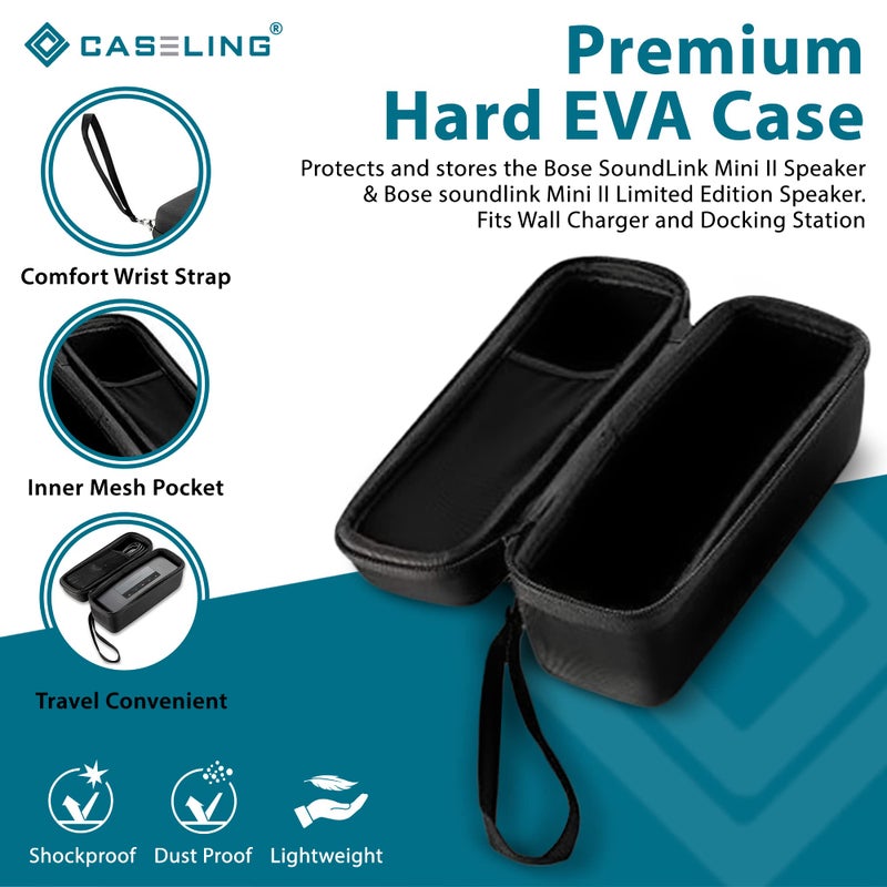 caseling Hard Case Fits Bose soundlink Mini II (1 and 2 Gen) Portable Wireless Speaker & Charger/Cable Accessories - Fits with The Bose Silicone Soft Cover - Storage Carrying Travel Bag. - Image 4