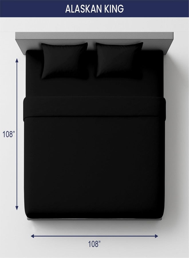 SGI bedding طقم ملاءات سرير SGI مقاس 108 بوصة عرض × 108 بوصة طول، 4 قطع، مقاس ألاسكا كينج، قطن مصري 100%، كثافة 600 خيط، يناسب سريرًا بجيب عميق 15 بوصة، ملاءات ناعمة ومسامية وكبيرة الحجم، مناسبة للأسرة الكبيرة جدًا، لون أسود - Image 3