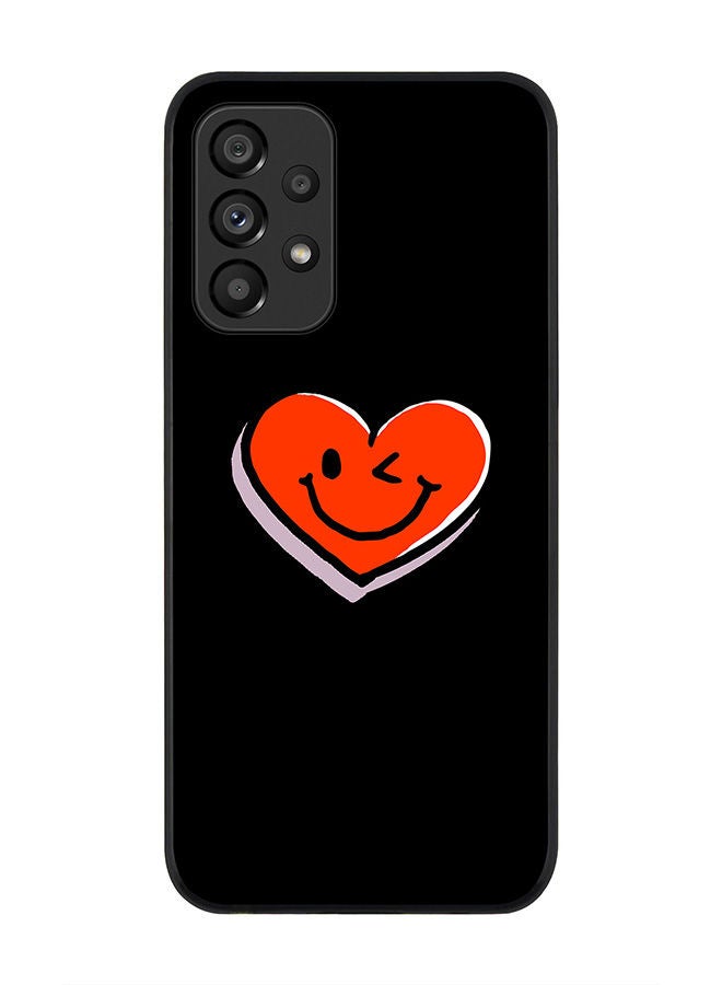 Stylizedd Rugged Black edge case for Samsung Galaxy A33 5G Slim fit Soft Case Flexible Rubber Edges Anti Drop TPU Gel Thin Cover - Winking Heart - Image 1