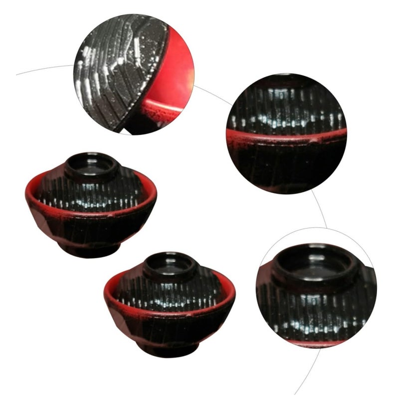 Mini Japanese Style Soup Bowls With Lids Lightweight Dollhouse Miniature Bowls For Decoration And Play - Image 3