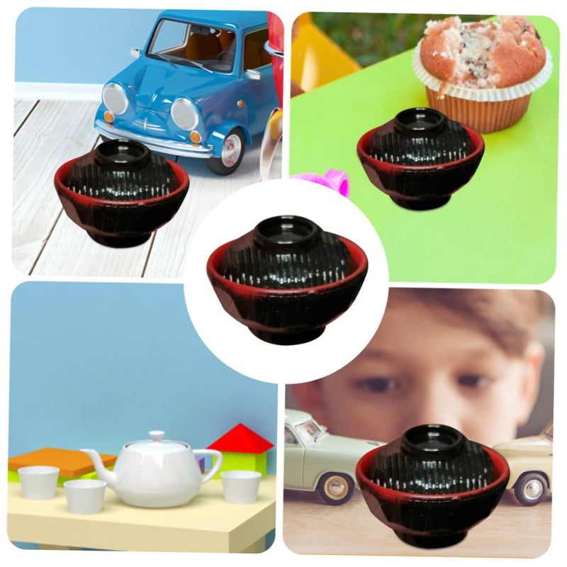 Mini Japanese Style Soup Bowls With Lids Lightweight Dollhouse Miniature Bowls For Decoration And Play - Image 5