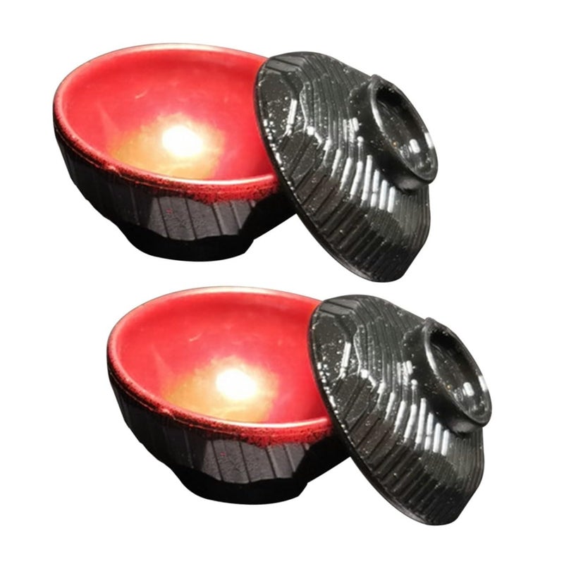 Mini Japanese Style Soup Bowls With Lids Lightweight Dollhouse Miniature Bowls For Decoration And Play - Image 2