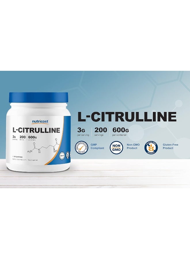 Nutricost زجاجة 1 600 جرام: مسحوق L-سيترولين النقي (600 جرام) - Image 3