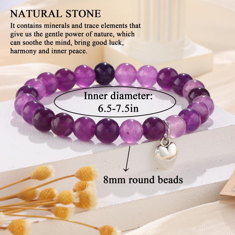 CASDAN 8Pcs Beaded Bracelets for Women Natural Stone Heart Bracelet Sometimes You Forget You're Awesome Inspirational Jewelrycard Gifts for Her Friend Sister Mom on Mother's Day/Birthday/Graduation/Easter/Christmas - Image 3