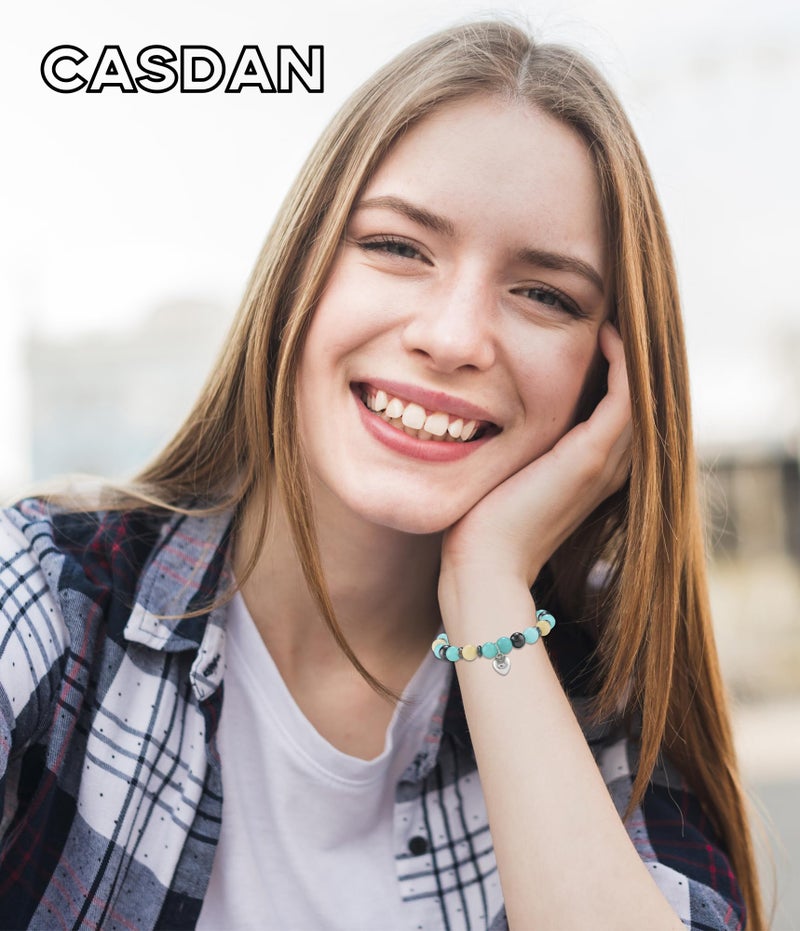 CASDAN 8Pcs Beaded Bracelets for Women Natural Stone Heart Bracelet Sometimes You Forget You're Awesome Inspirational Jewelrycard Gifts for Her Friend Sister Mom on Mother's Day/Birthday/Graduation/Easter/Christmas - Image 2