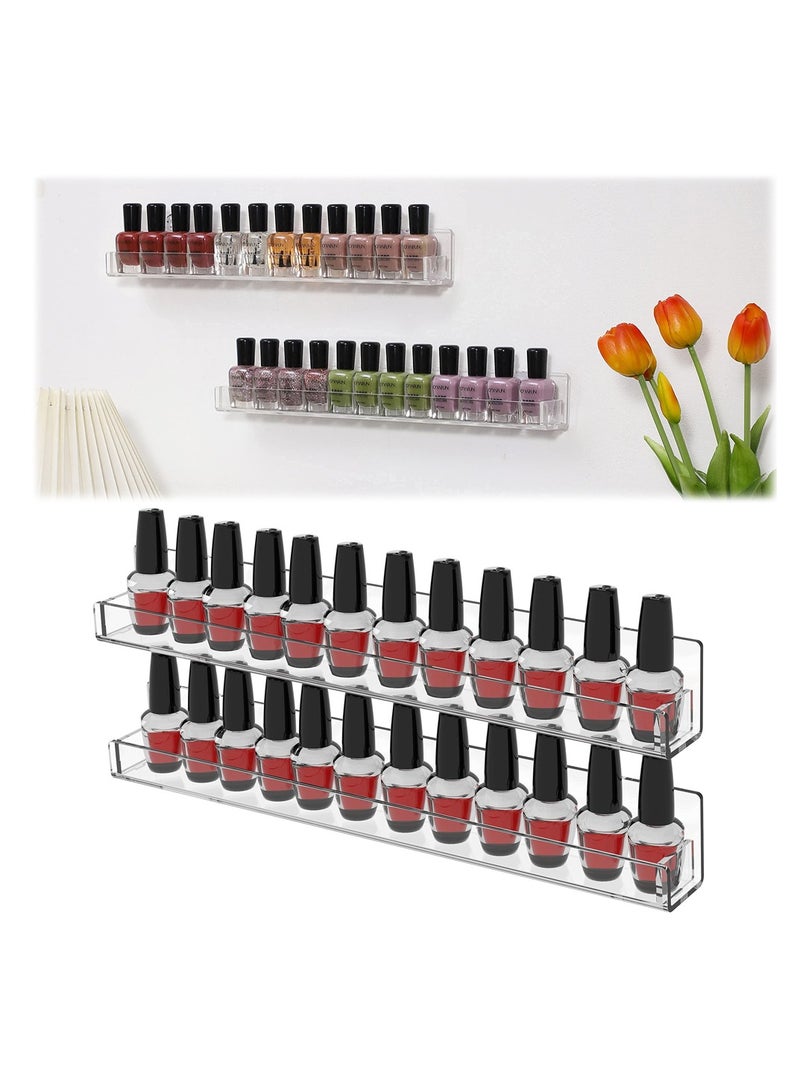 كاست ويف رف حامل منظم لطلاء طلاء الأظافر الشفاف، عبوتان من منظم طلاء الأظافر الأكريليك يحمل ما يصل إلى 24 زجاجة - Image 1