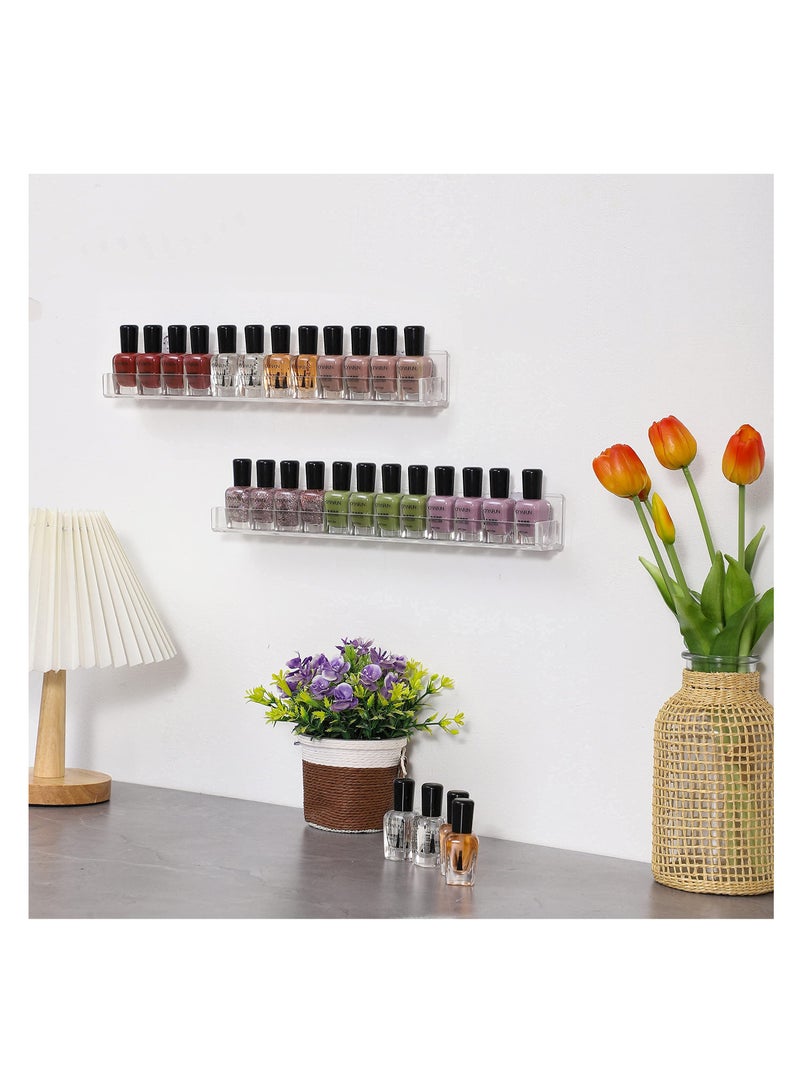 كاست ويف رف حامل منظم لطلاء طلاء الأظافر الشفاف، عبوتان من منظم طلاء الأظافر الأكريليك يحمل ما يصل إلى 24 زجاجة - Image 3