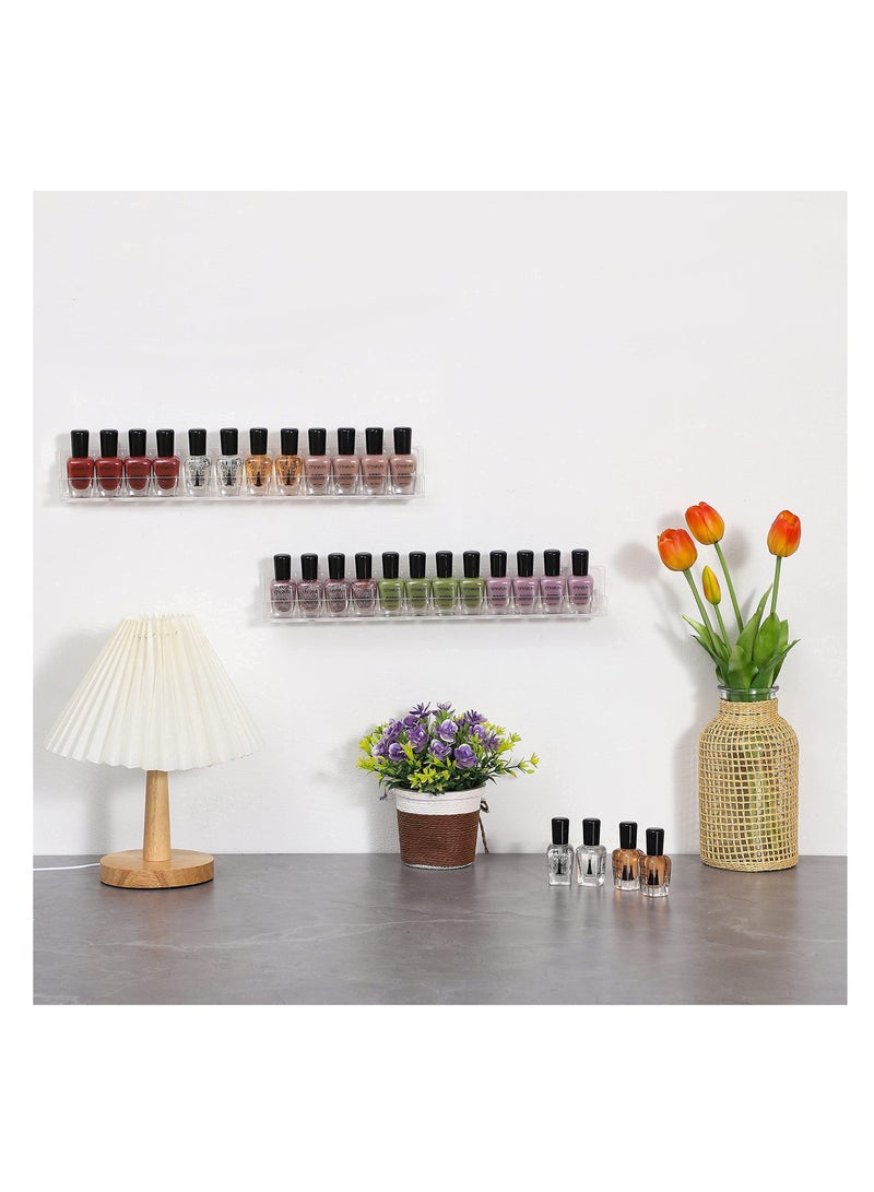 كاست ويف رف حامل منظم لطلاء طلاء الأظافر الشفاف، عبوتان من منظم طلاء الأظافر الأكريليك يحمل ما يصل إلى 24 زجاجة - Image 5