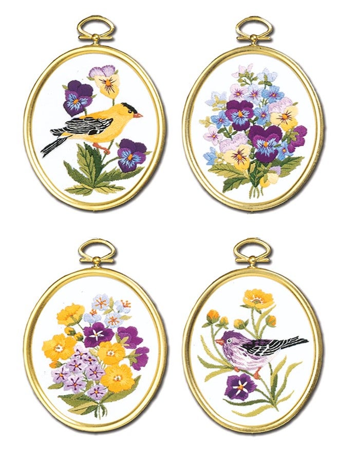 Janlynn Wildflowers and Finches Stamped for Embroidery Kit - Image 1