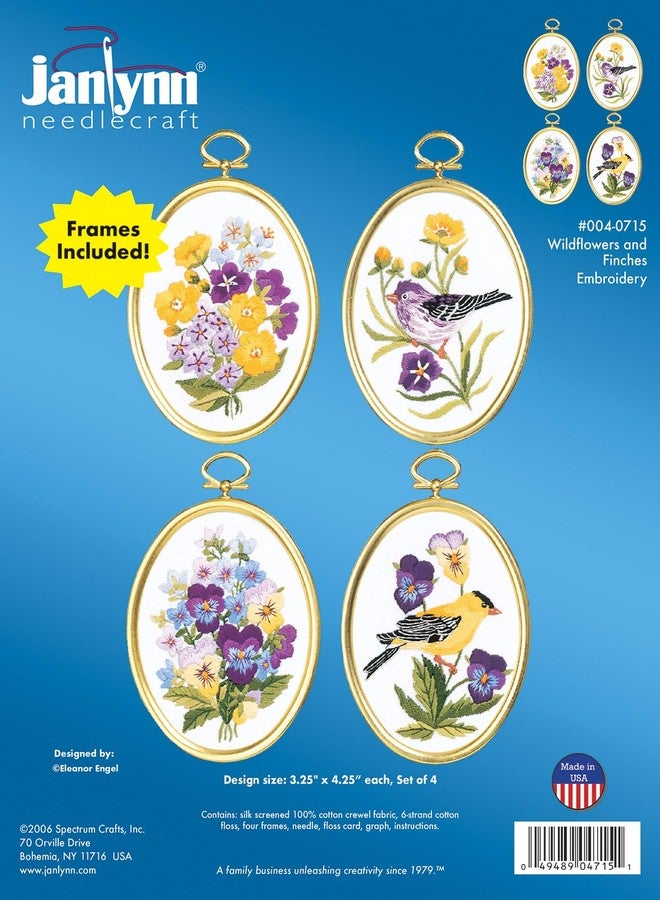 Janlynn Wildflowers and Finches Stamped for Embroidery Kit - Image 2