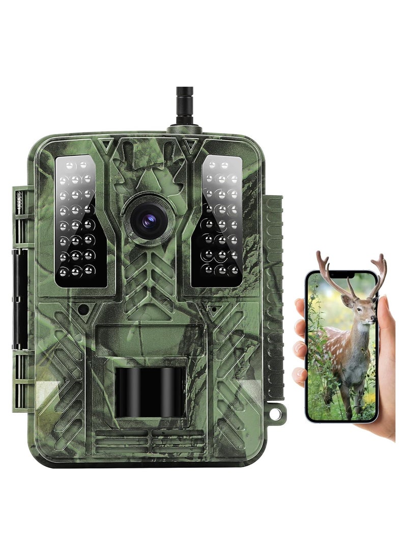 Trail Camera, 4K 48MP WiFi Hunting Game Camera, 0.2s Trigger Time Deer Trail Camera, Infrared Night Vision IP67 Waterproof Wireless Wide Angle Trail Camera, for Outdoor Wildlife Monitoring - Image 1