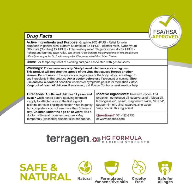 Terrasil Terragen HG Formula MAX Genital Sores Cream by terrasil, Fast Soothing Natural Treatment for Effective Outbreak Support for Men and Women (14g) - Image 5