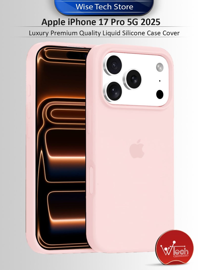 دبليو تيك جراب أبل آيفون 17 برو 5G 2025 الفاخر من نوع سيليكون سائل بجودة متميزة (MCRPSN) - وردي فاتح - Image 1