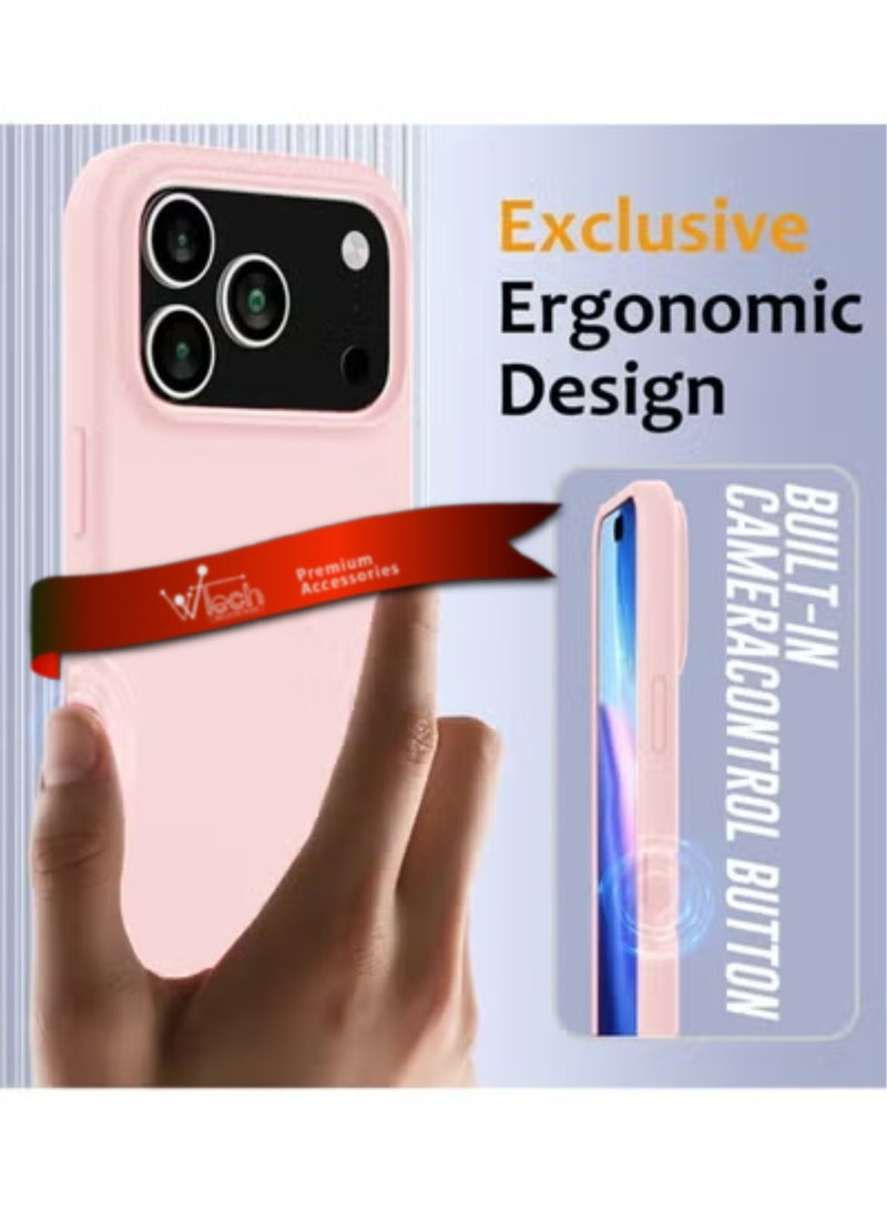 Wtech Apple iPhone 17 Pro 5G 2025 Luxury Premium Quality Liquid Silicone Case Cover (MCRPSN) - Light Pink - Image 1