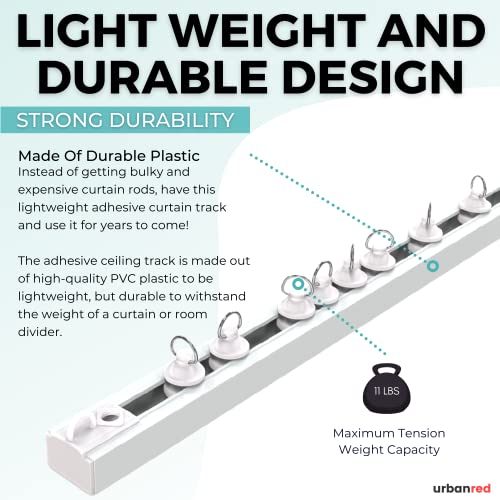 UrbanRed Self Adhesive Curtain Track (5 Meter, 16.4FT) for Smooth Ceiling Or Wall - No Drill, Screws, Ceiling Curtain Track, Curtains Rod, Ceiling Mount, Adhesive Curtains Rod (Non-Flexible) - Image 5