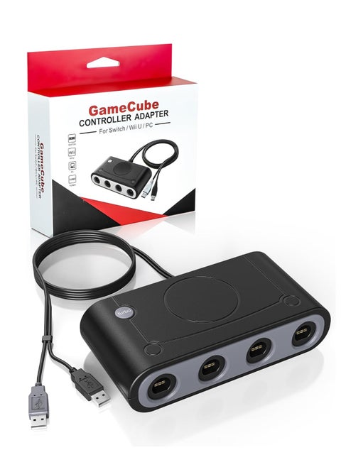 Gamecube Adapter for Nintendo Switch Gamecube Controller Adapter and WII U and PC Super Smash Bros Gamecube Controller Adapter with 38inches USB Cable Support Turbo Function  Black
