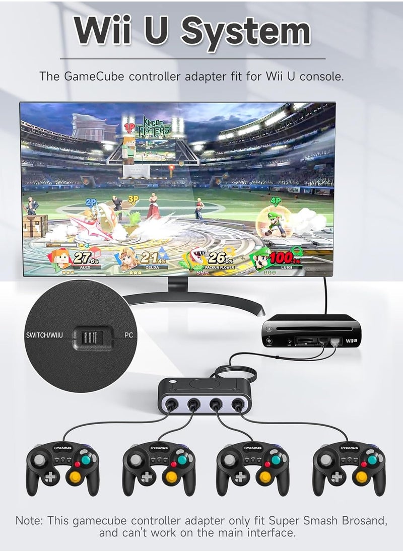 Gamecube Adapter for Nintendo Switch Gamecube Controller Adapter and WII U and PC Super Smash Bros Gamecube Controller Adapter with 38inches USB Cable Support Turbo Function  Black