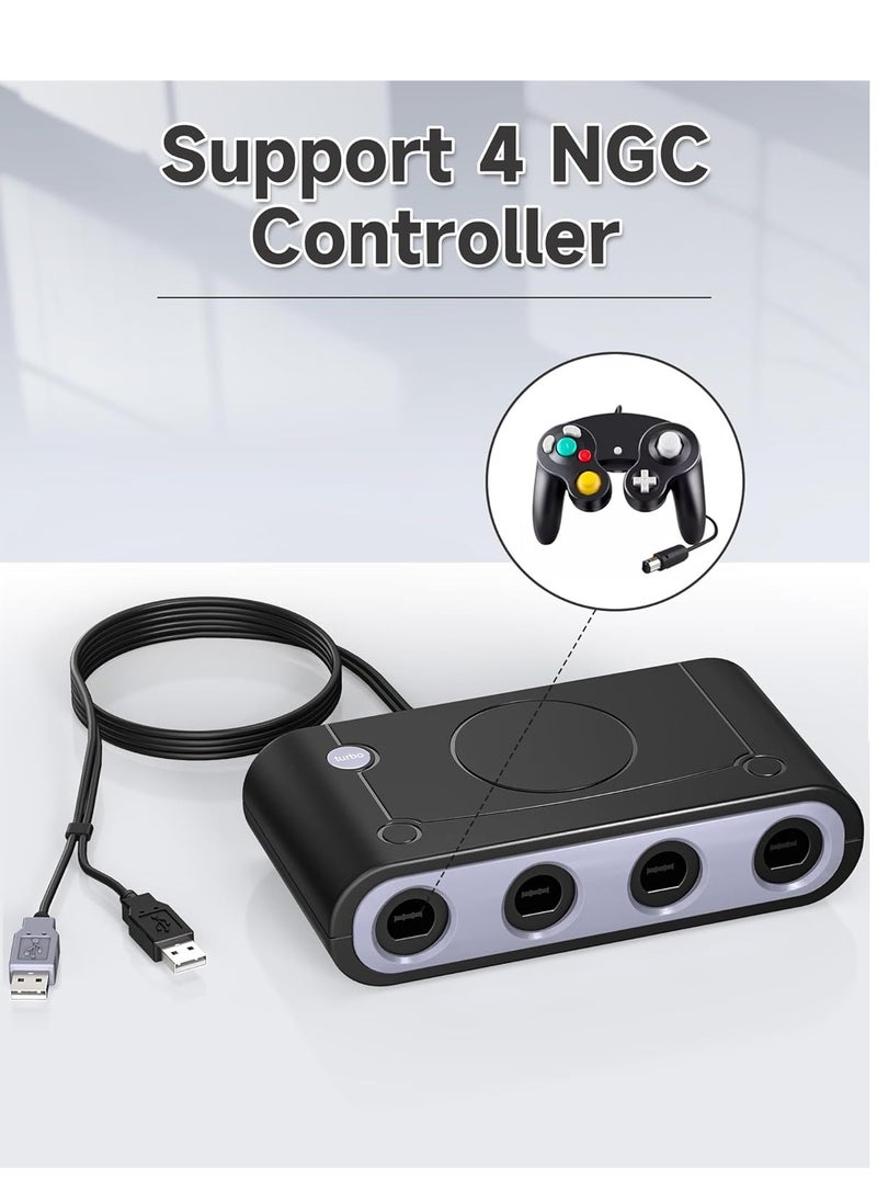 Gamecube Adapter for Nintendo Switch Gamecube Controller Adapter and WII U and PC Super Smash Bros Gamecube Controller Adapter with 38inches USB Cable Support Turbo Function  Black