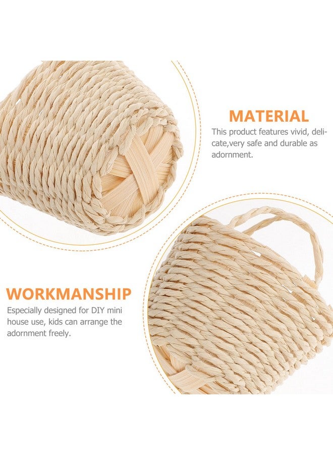 balacoo Miniature Basket Mini Wicker Rattan Basket Mini Basket Model Dollhouse Ornament Accessories - Image 3