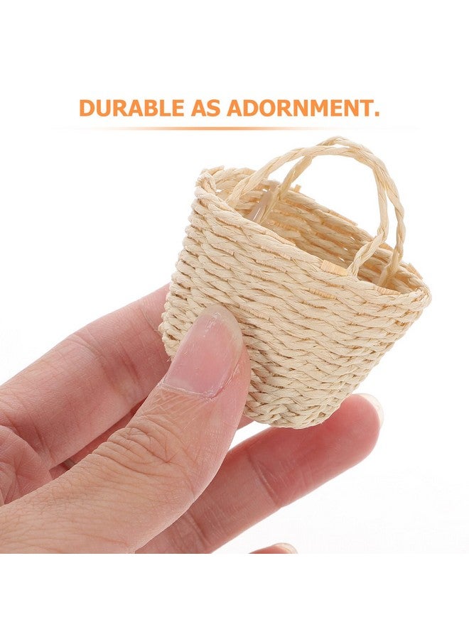 balacoo Miniature Basket Mini Wicker Rattan Basket Mini Basket Model Dollhouse Ornament Accessories - Image 4