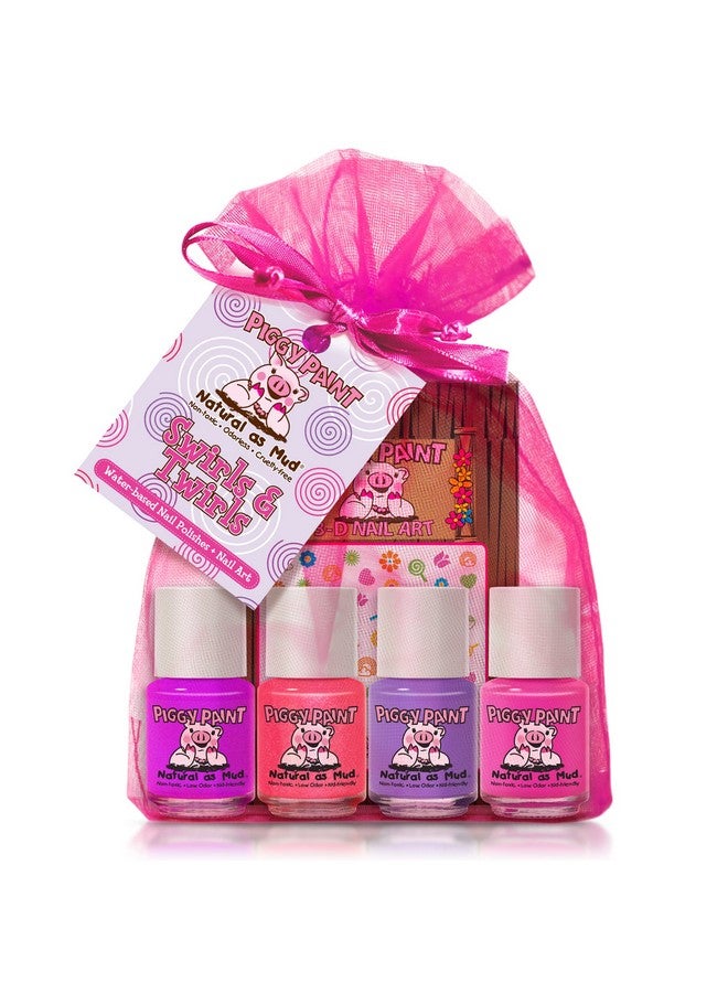 بيجي باينت طلاء أظافر للفتيات غير سام بنسبة 100%، آمن وخالي من القسوة، نباتي ومنخفض الرائحة للأطفال (4 طلاء أظافر + مجموعة هدايا لفن الأظافر) - Image 1