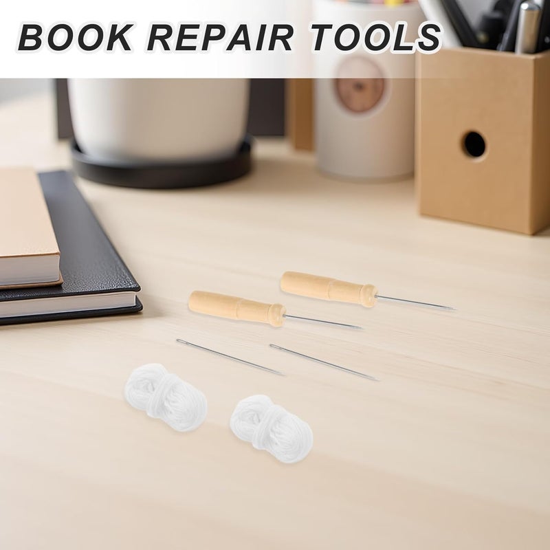 SOESFOUFU 1 Set Book Binding Kit - Bookbinding Kit with 2 Awls, 2 Needles, 6 Rolls of Cotton Thread for Book Repair and Handmade Bookmaking - DIY Documents Binding Supplies - Image 4