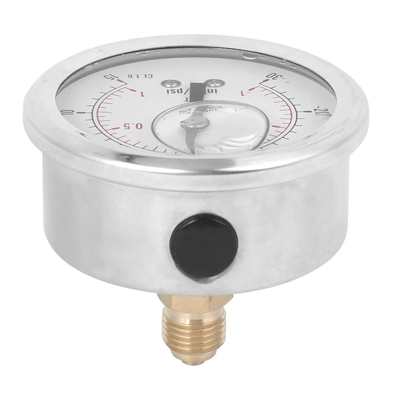 TS - PGGZ604 1/4 BSP Y60 Radial Oil Filled Vacuum Pressure Gauge, Stainless Steel Brass Pressure Measurement Tool with - 1 to 1 Bar Range for Chemical Industry Home Heating and Mi - Image 4