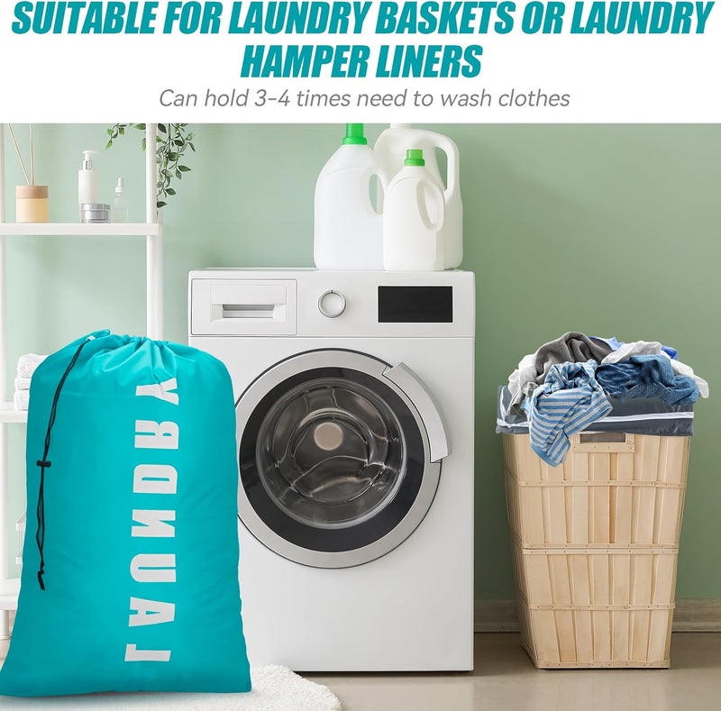 Isink Travel Laundry Bag, 2 Pack Large Bags for Dirty Clothes, Camp, 24" x 36" (Cyan + Gray) - Image 5