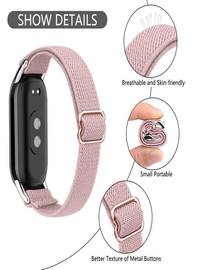 Mugust Elastic Bands Compatible with Xiaomi Smart Band 10/9/8 for Women Men, Stretchy Nylon Strap Replacement Wristband for Xiaomi Mi Band 10/9/8 (Black+Starlight+Pink) - Image 3