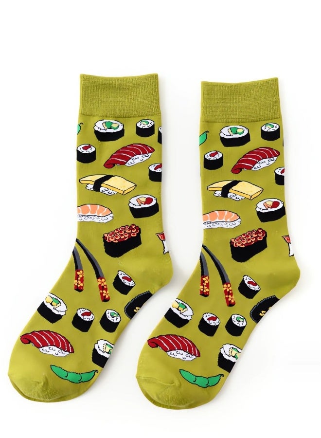 8 Pairs  & Funny Animal Food Design Crew Socks for Women & Girls, Perfect Gift for Animal Lovers, Soft Cotton Material - Image 5