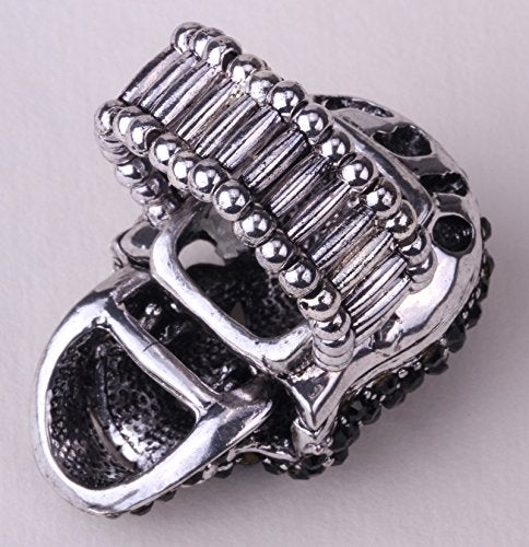 YACQ Women's Skull Stretch Rings Fit Finger Size 7 TO 9 - Moving Jaw - Lead & Nickle Free - Paved Crystals - (1-1/2 x 1) Inch - Scarf Holders - Women Girlfriend wife Biker Jewelry (Silver Clear) - Image 4