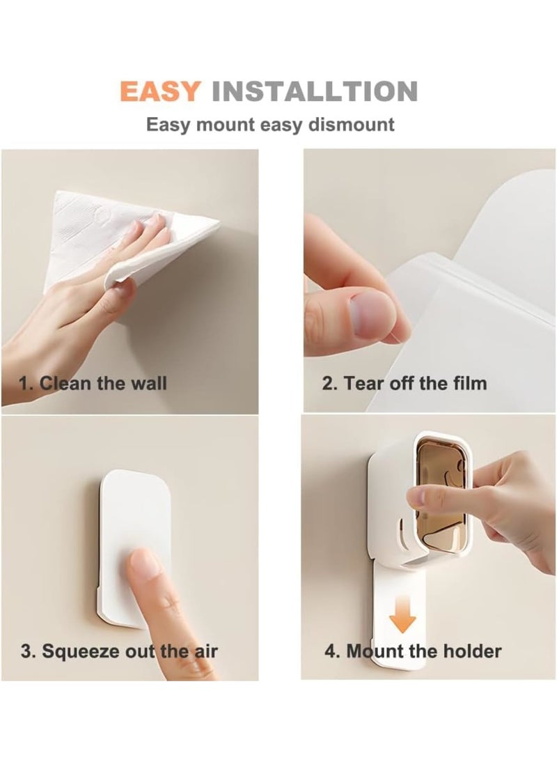 SYOSI Toothbrush Holders, Wall Mounted Bathroom Toothbrush Dispenser with Cover, Single Slot Moisture and Dust Proof Organizer, Easy Installation Storage for Family Travel 4PCS - Image 4