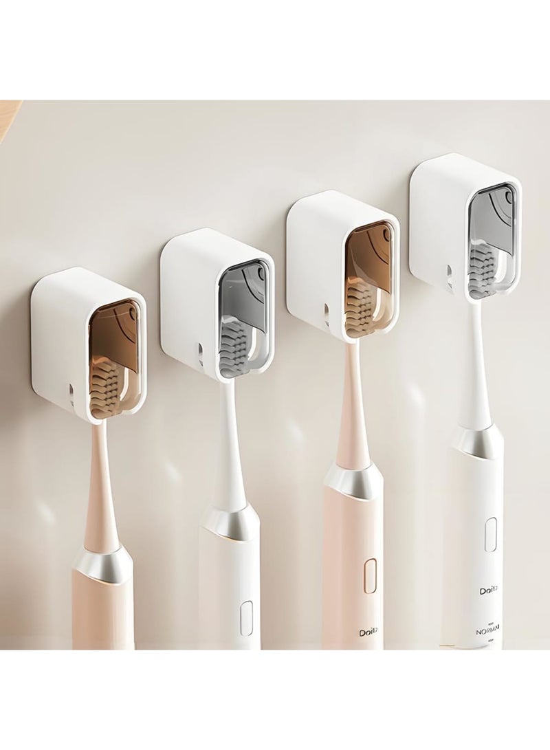 SYOSI Toothbrush Holders, Wall Mounted Bathroom Toothbrush Dispenser with Cover, Single Slot Moisture and Dust Proof Organizer, Easy Installation Storage for Family Travel 4PCS - Image 1