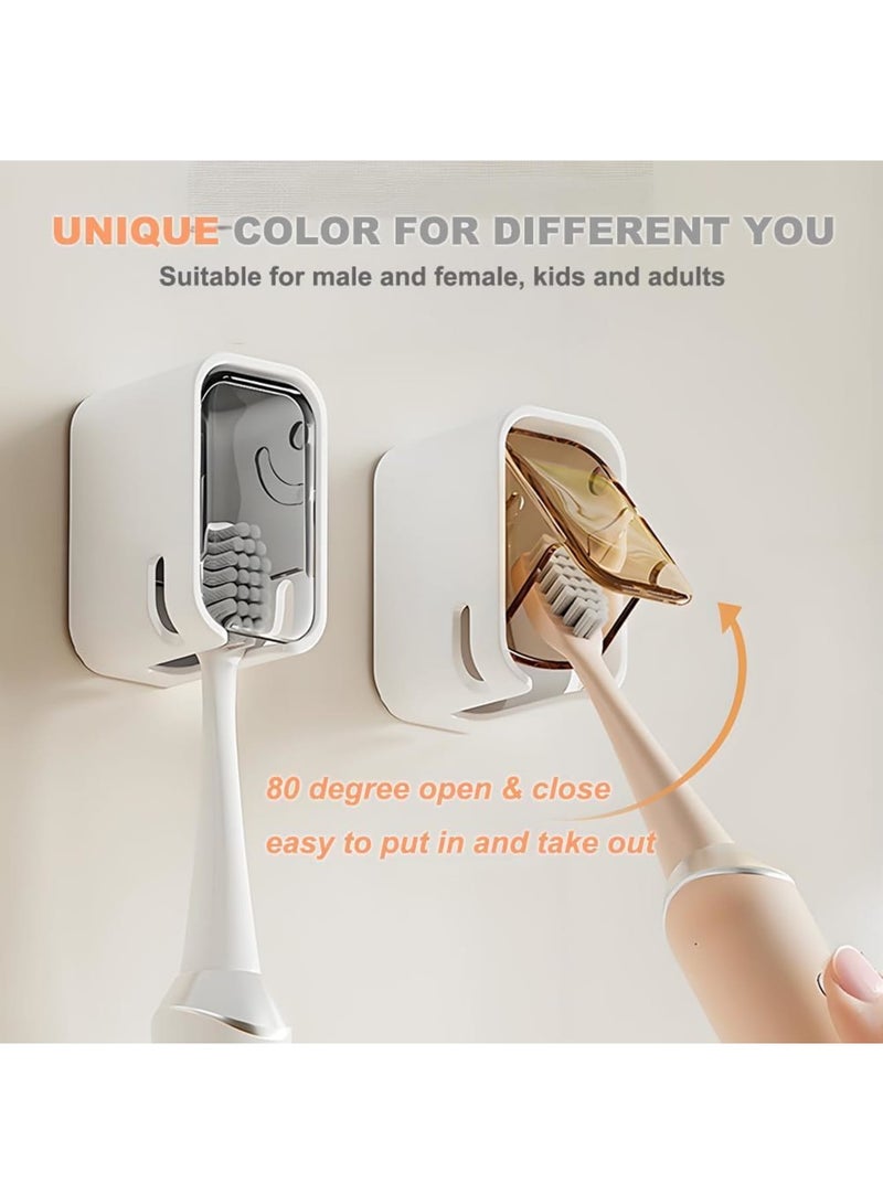 SYOSI Toothbrush Holders, Wall Mounted Bathroom Toothbrush Dispenser with Cover, Single Slot Moisture and Dust Proof Organizer, Easy Installation Storage for Family Travel 4PCS - Image 3