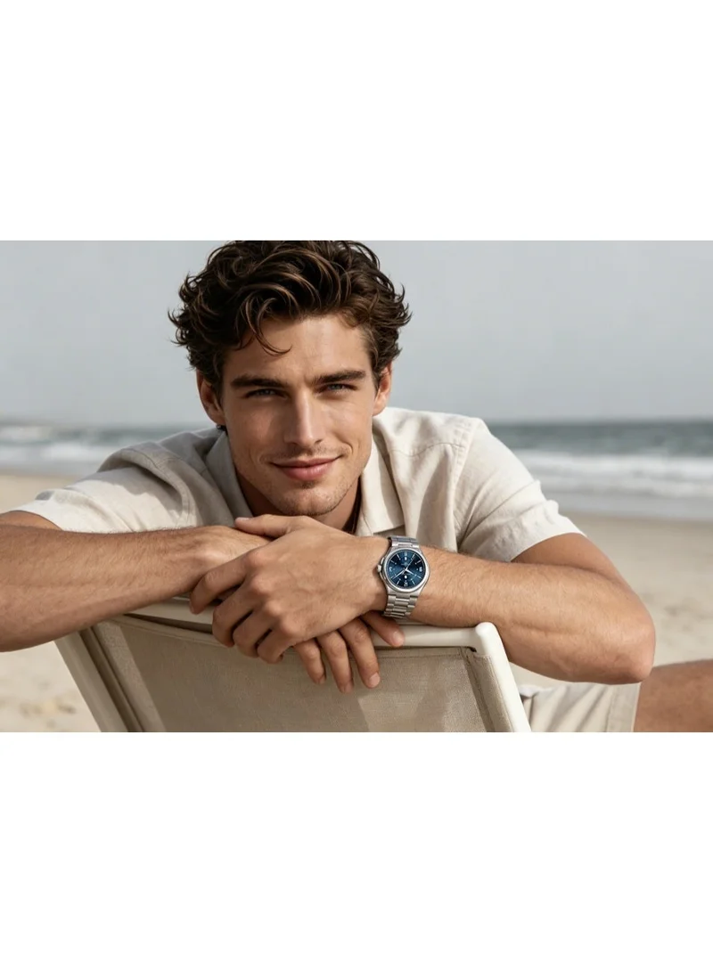 Sapphero  SAPPHERO Mens Watch with Date Subdial/Arabic Numeral Dial, Analog Quartz, Stainless Steel/Leather Strap, 50M Waterproof, Business Work Sport Casual Dress Wristwatch, Elegant Gift for Men for Men | Best Price UAE